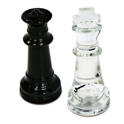 WE Games Black and Clear Glass Chess Set, 13.75 in. Board, 3 in. King