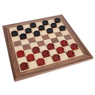 Old School Red and Black Wooden Checkers Set -12 in.
