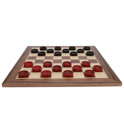 WE Games Old School Red and Black Wooden Checkers Set -12 in.