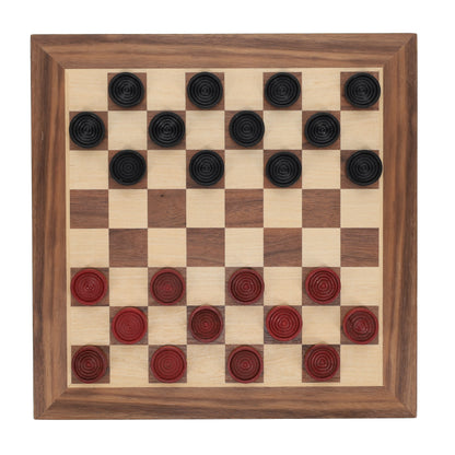 WE Games Old School Red and Black Wooden Checkers Set -12 in.