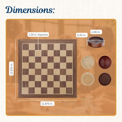 Old School Brown and Natural Wooden Checkers Set -11.75 in.