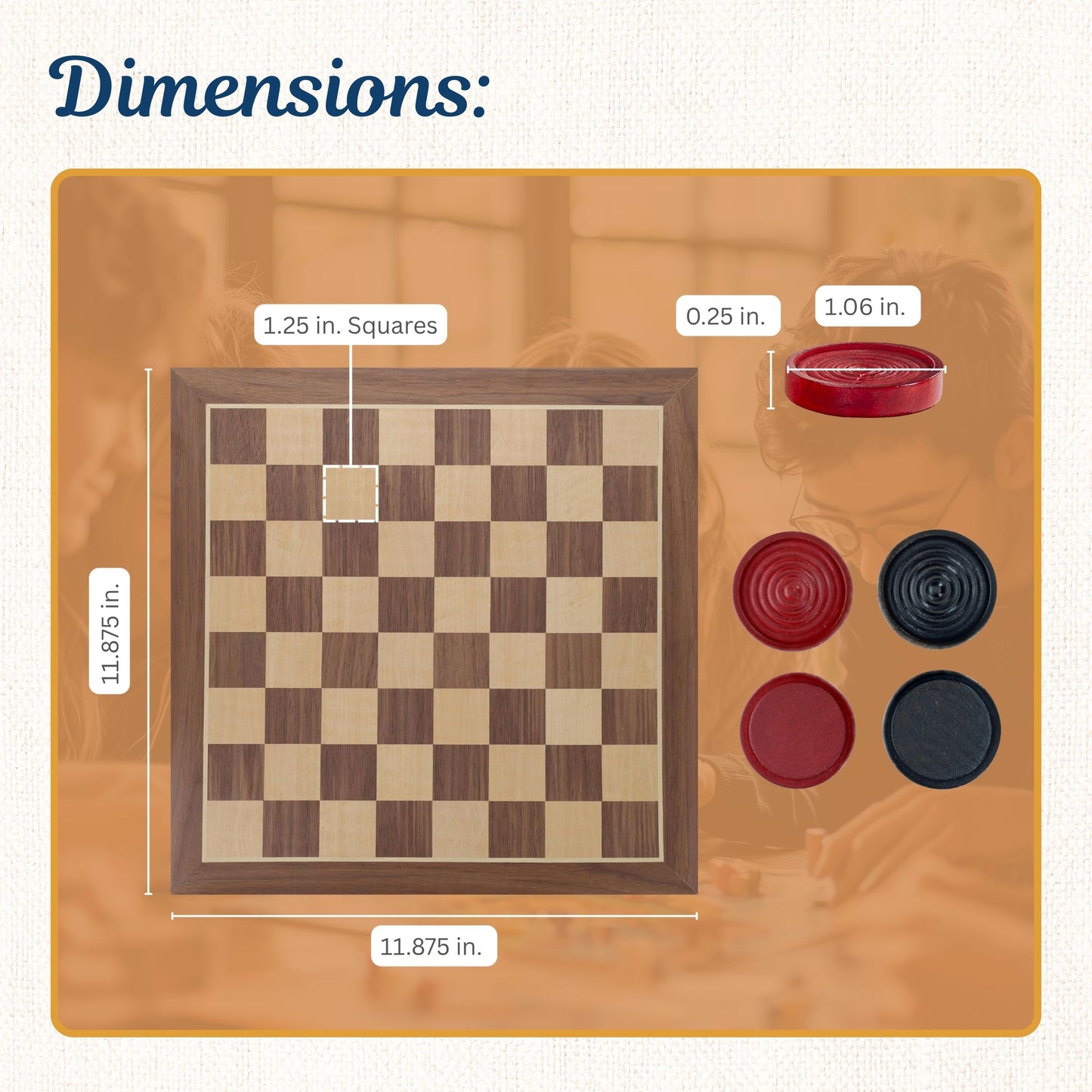 Old School Red and Black Wooden Checkers Set -12 in.