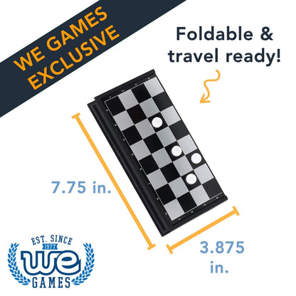 WE Games Foldable Travel Magnetic Checkers Set