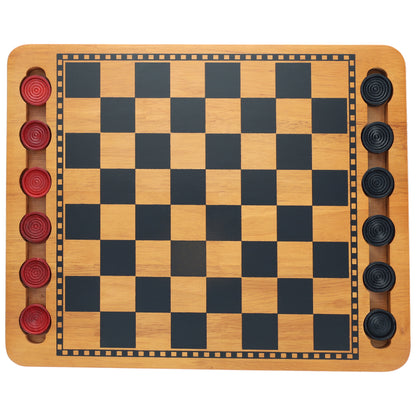 14.5 in. Red and Black Solid Wood Checkers Set