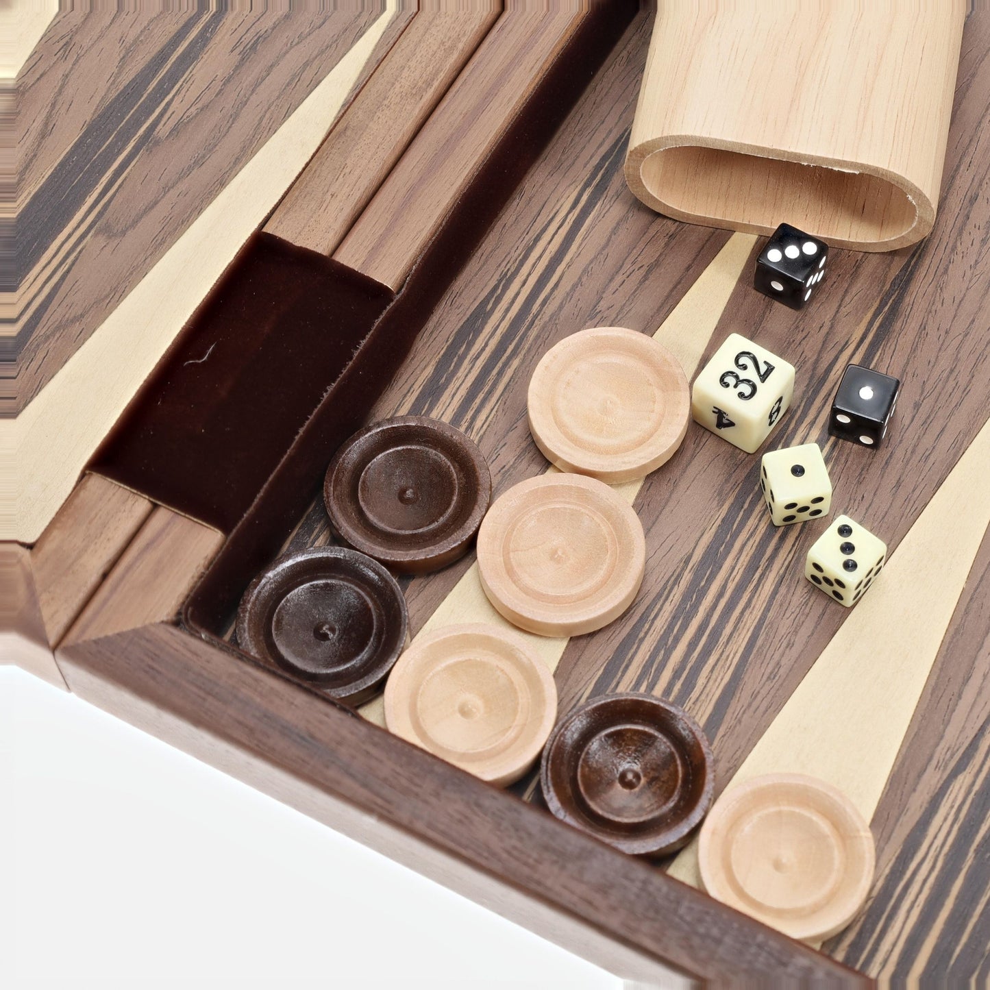 Wood Inlay Backgammon Set in Beachwood