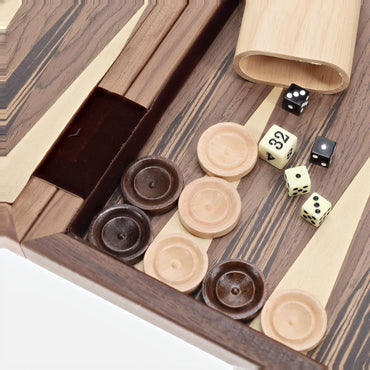 Wood Inlay Backgammon Set in Beachwood