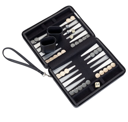 WE Games Magnetic Backgammon Set with Leatherette Case and Carrying Strap - Travel Size