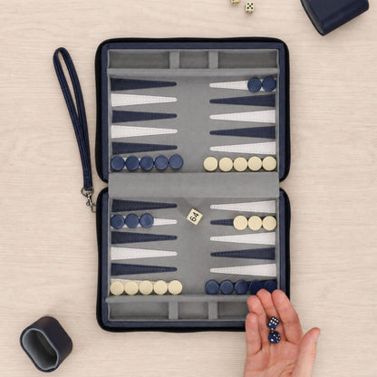 WE Games Magnetic Backgammon Set with Leatherette Case and Carrying Strap - Travel Size