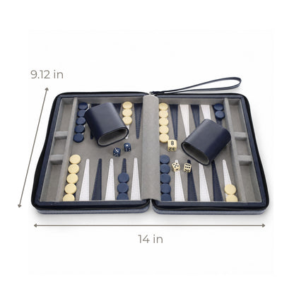 WE Games Magnetic Backgammon Set with Leatherette Case and Carrying Strap - Travel Size