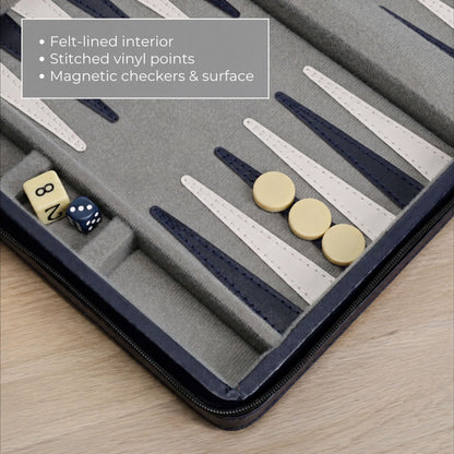 WE Games Magnetic Backgammon Set with Leatherette Case and Carrying Strap - Travel Size