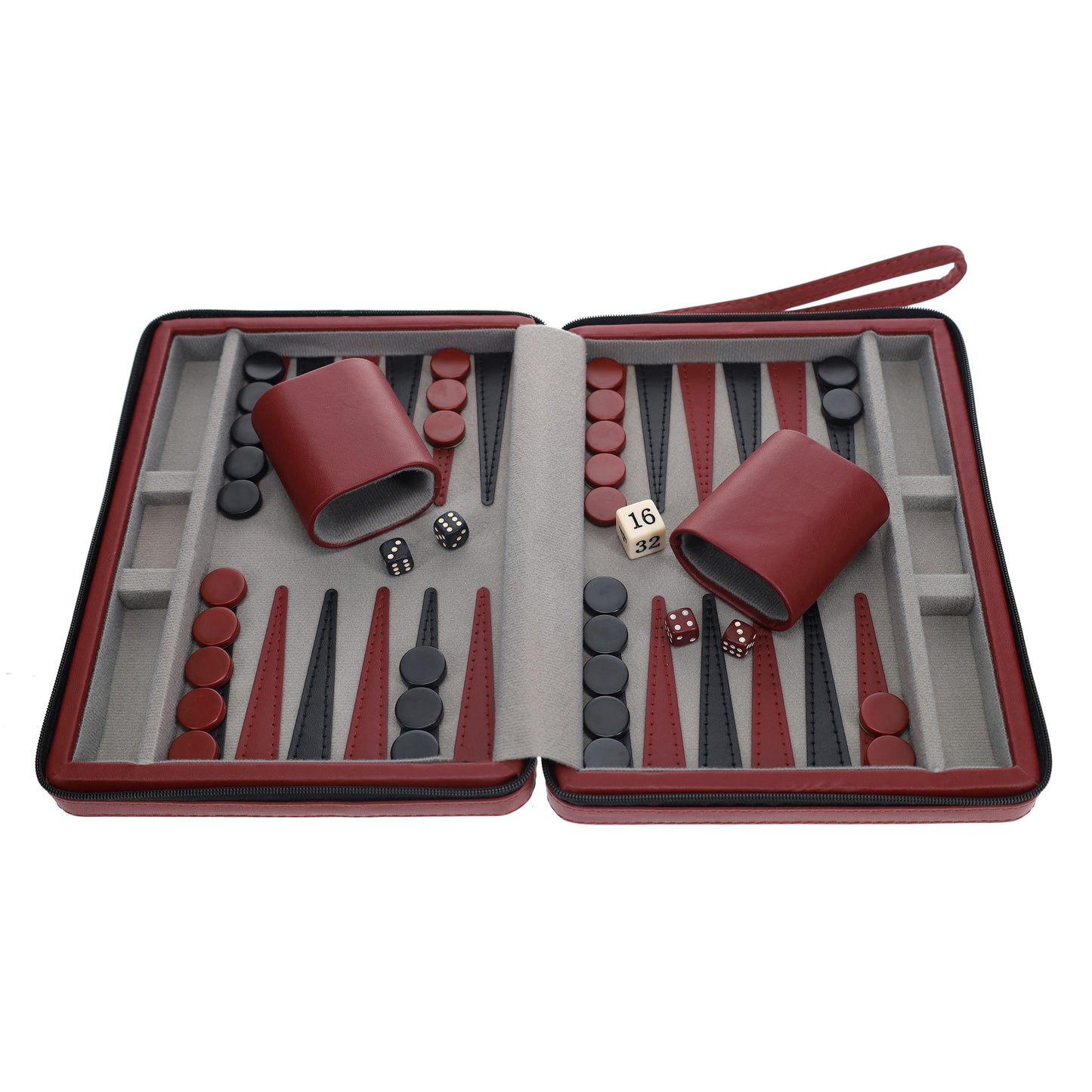 WE Games Magnetic Backgammon Set with Leatherette Case and Carrying Strap - Travel Size