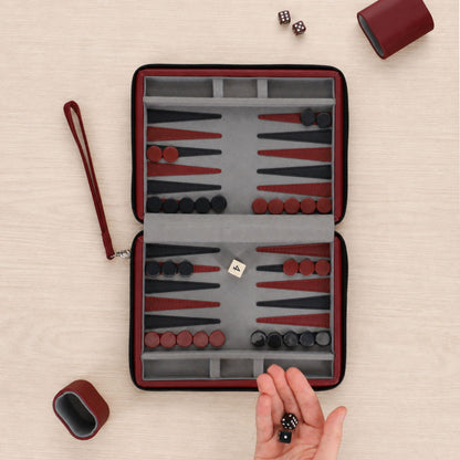 WE Games Magnetic Backgammon Set with Leatherette Case and Carrying Strap - Travel Size