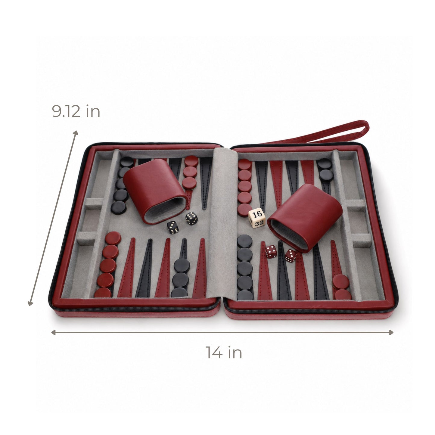 WE Games Magnetic Backgammon Set with Leatherette Case and Carrying Strap - Travel Size