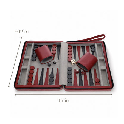 WE Games Magnetic Backgammon Set with Leatherette Case and Carrying Strap - Travel Size