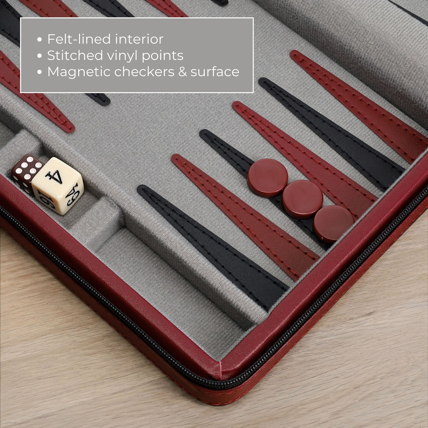 WE Games Magnetic Backgammon Set with Leatherette Case and Carrying Strap - Travel Size