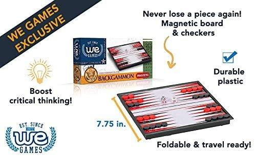 WE Games Folding Magnetic Travel Backgammon Set - 8 in.