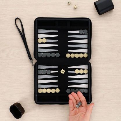 WE Games Magnetic Backgammon Set with Leatherette Case and Carrying Strap - Travel Size