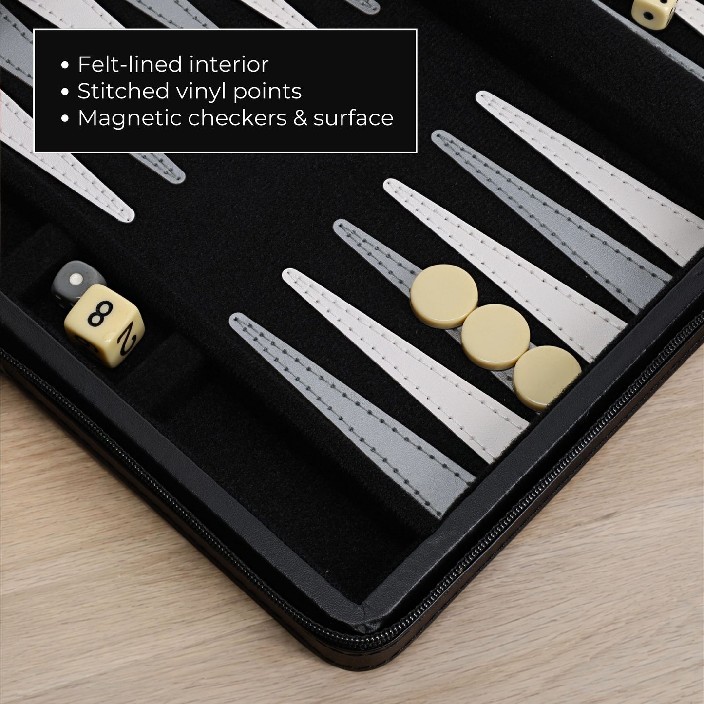WE Games Magnetic Backgammon Set with Leatherette Case and Carrying Strap - Travel Size