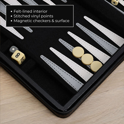 WE Games Magnetic Backgammon Set with Leatherette Case and Carrying Strap - Travel Size
