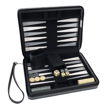 WE Games Magnetic Backgammon Set with Leatherette Case and Carrying Strap - Travel Size