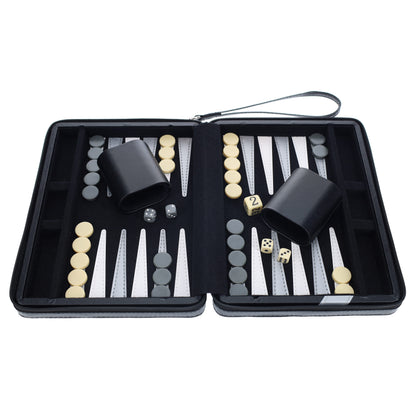 WE Games Magnetic Backgammon Set with Leatherette Case and Carrying Strap - Travel Size