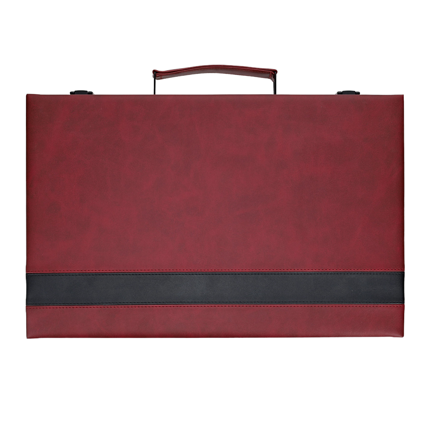 WE Games Burgundy/Black Leatherette Backgammon Set, 14.75 x 9.75 in. closed