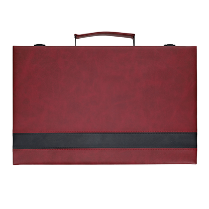 WE Games Burgundy/Black Leatherette Backgammon Set, 14.75 x 9.75 in. closed