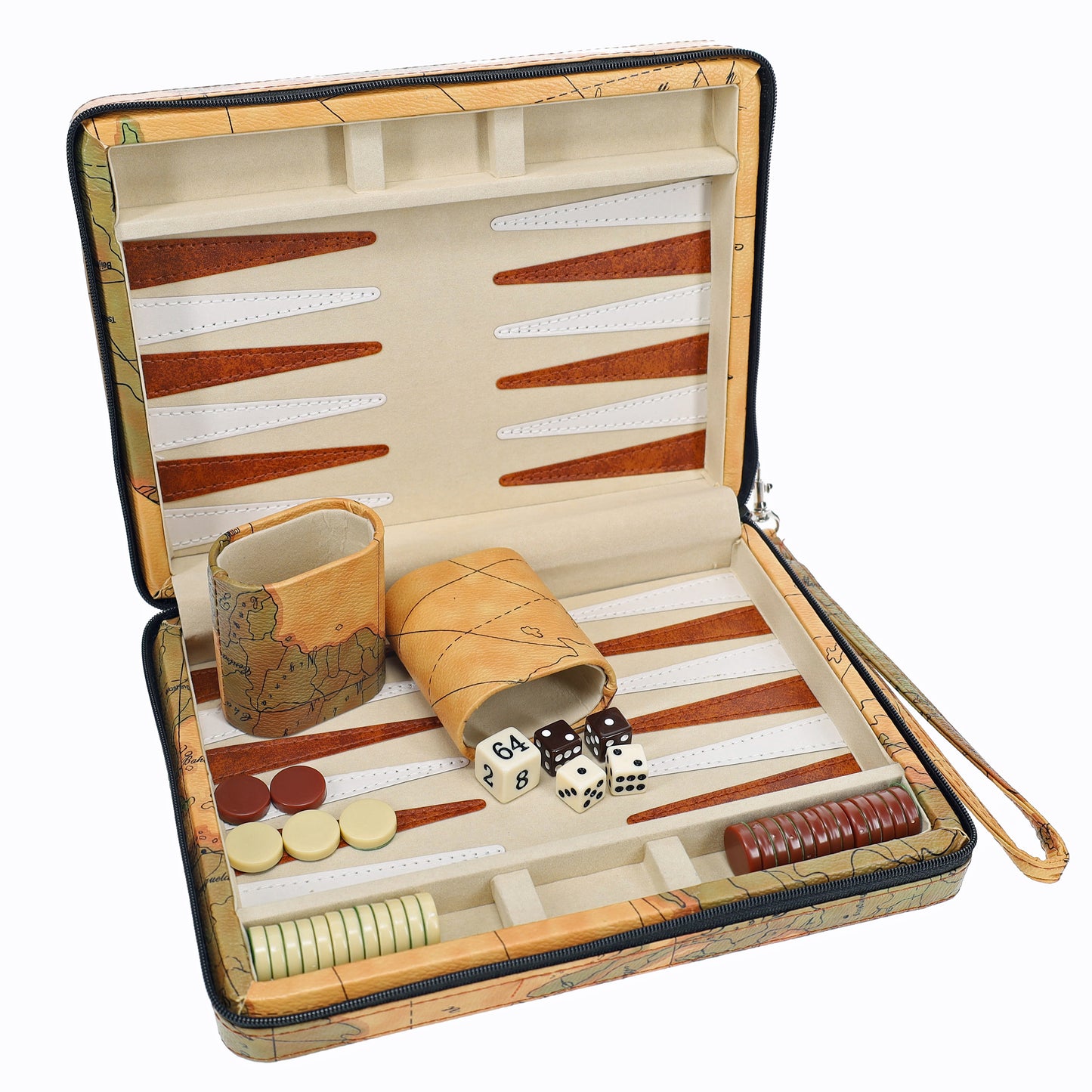 WE Games Magnetic Backgammon Set with Leatherette Case and Carrying Strap - Travel Size