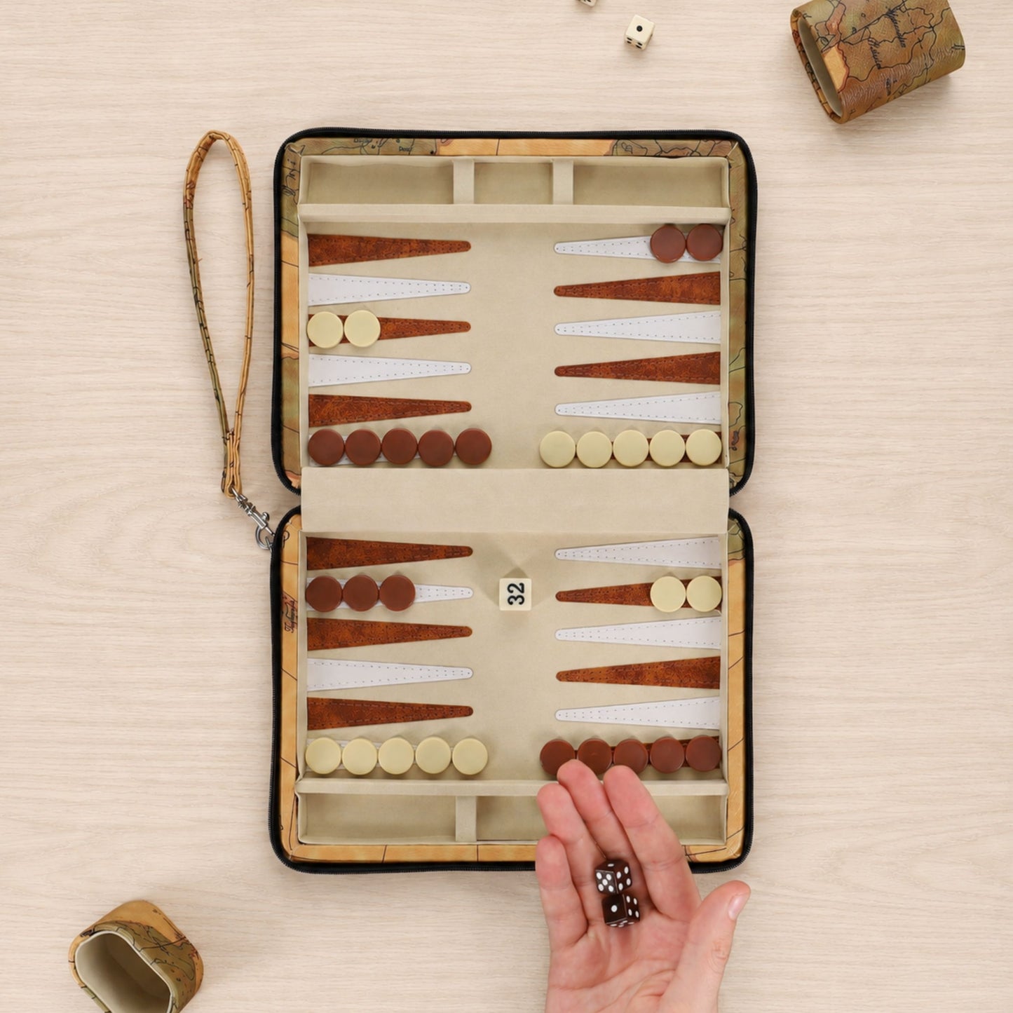 WE Games Magnetic Backgammon Set with Leatherette Case and Carrying Strap - Travel Size