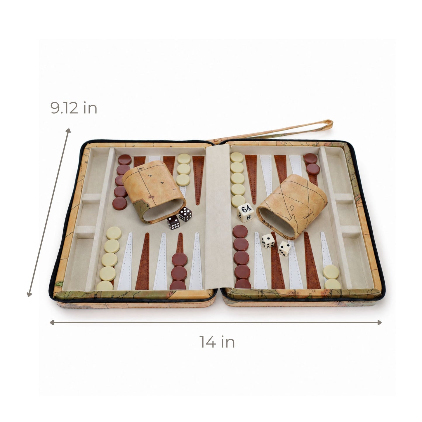 WE Games Magnetic Backgammon Set with Leatherette Case and Carrying Strap - Travel Size
