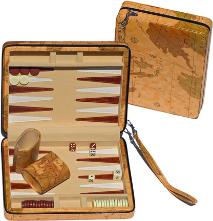 WE Games Magnetic Backgammon Set with Leatherette Case and Carrying Strap - Travel Size