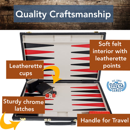 Elegant Leatherette Backgammon Set - 18 x 11 in.