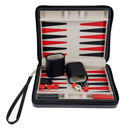 WE Games Magnetic Backgammon Set with Leatherette Case and Carrying Strap - Travel Size