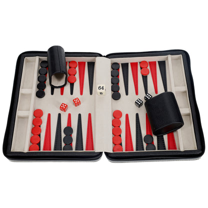 WE Games Magnetic Backgammon Set with Leatherette Case and Carrying Strap - Travel Size