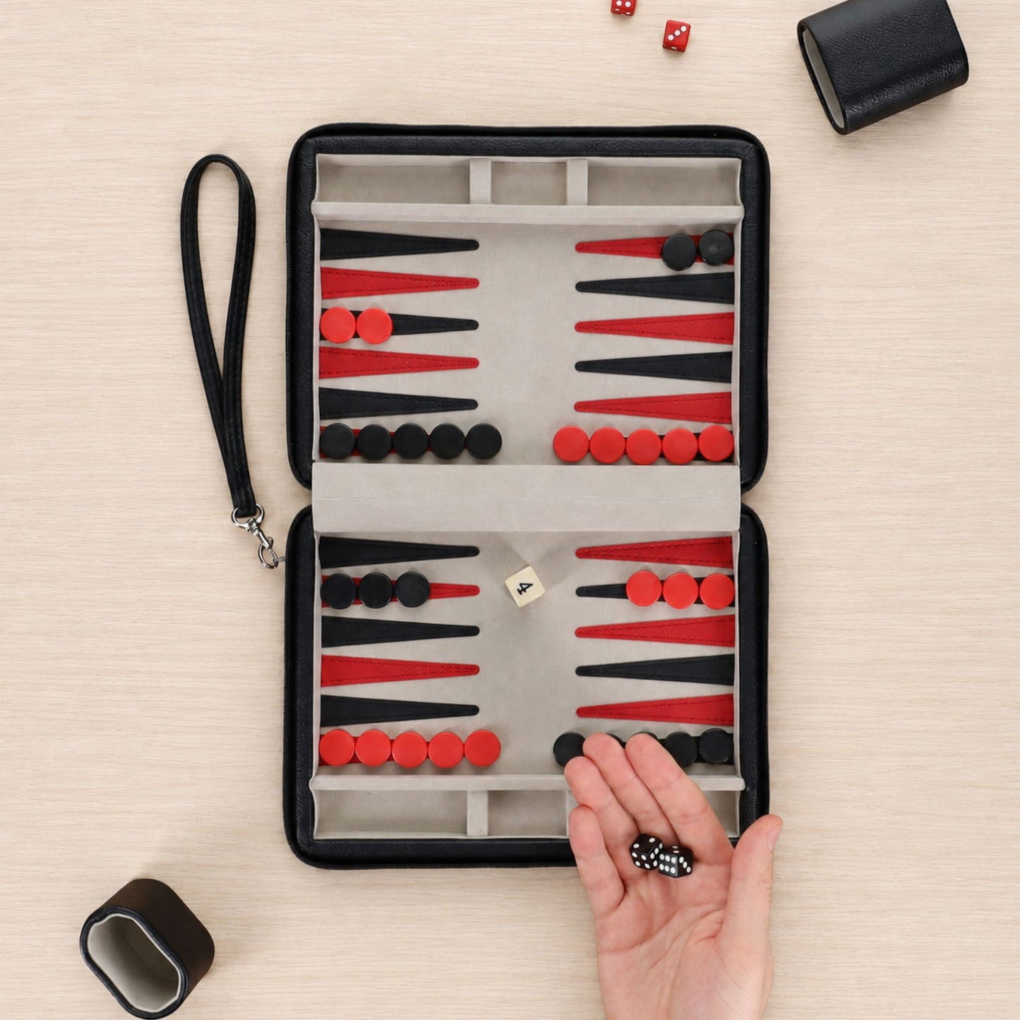 WE Games Magnetic Backgammon Set with Leatherette Case and Carrying Strap - Travel Size
