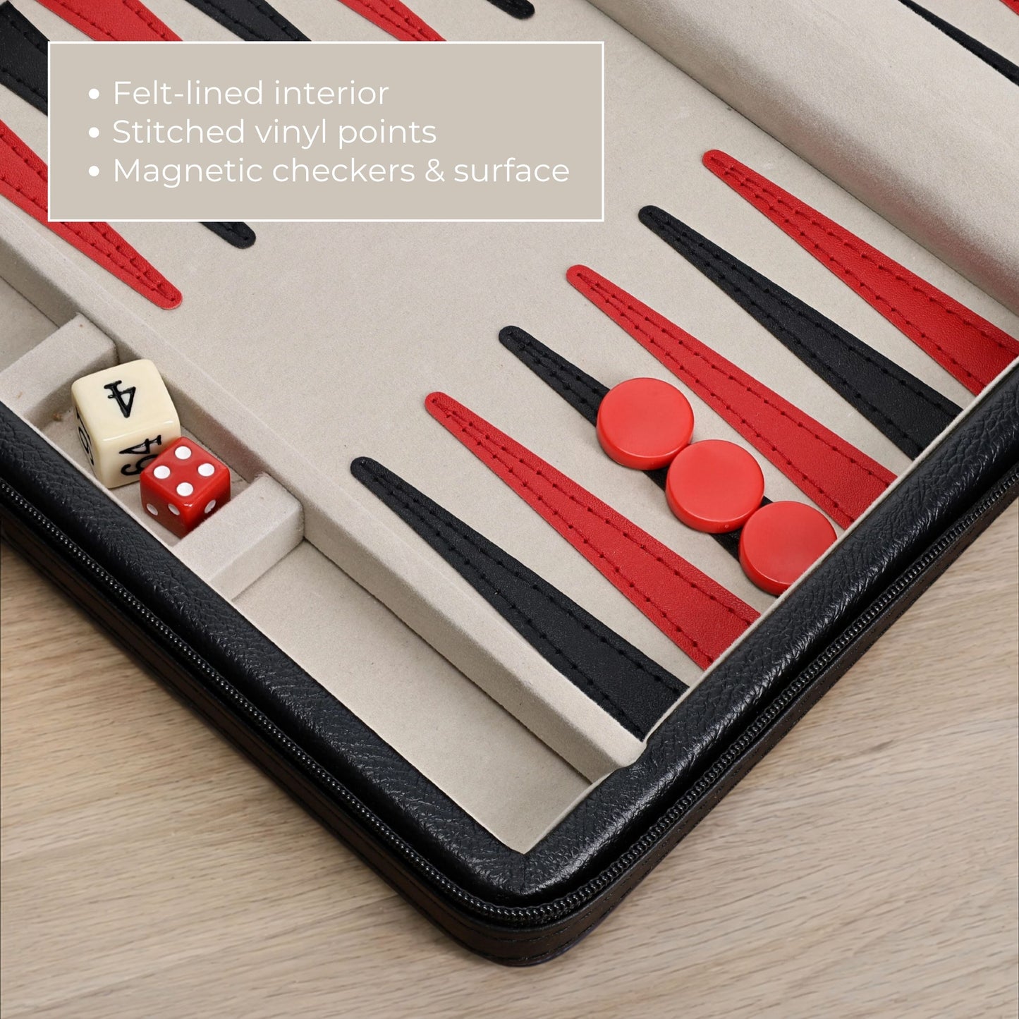 WE Games Magnetic Backgammon Set with Leatherette Case and Carrying Strap - Travel Size