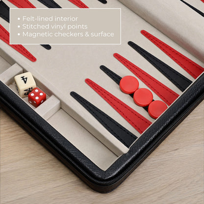 WE Games Magnetic Backgammon Set with Leatherette Case and Carrying Strap - Travel Size