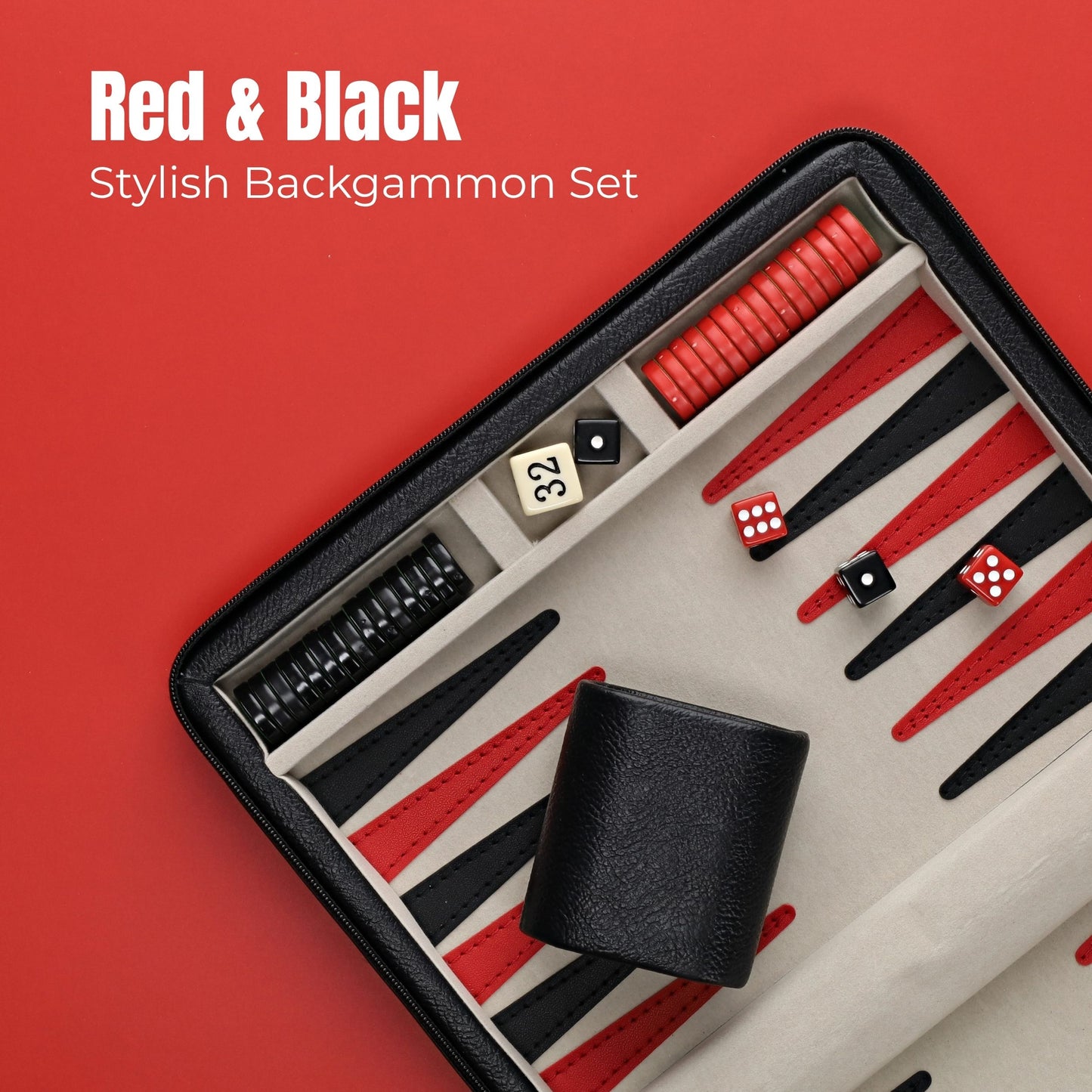 WE Games Magnetic Backgammon Set with Leatherette Case and Carrying Strap - Travel Size