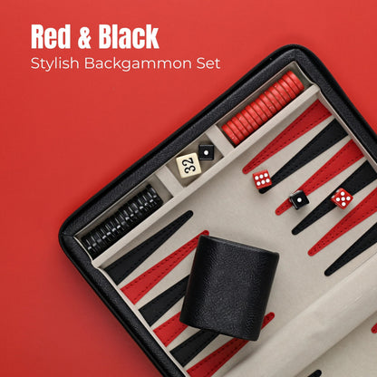 WE Games Magnetic Backgammon Set with Leatherette Case and Carrying Strap - Travel Size