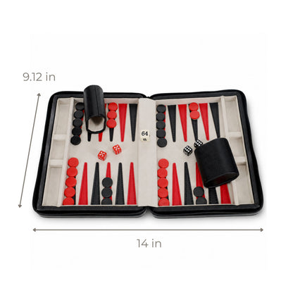 WE Games Magnetic Backgammon Set with Leatherette Case and Carrying Strap - Travel Size