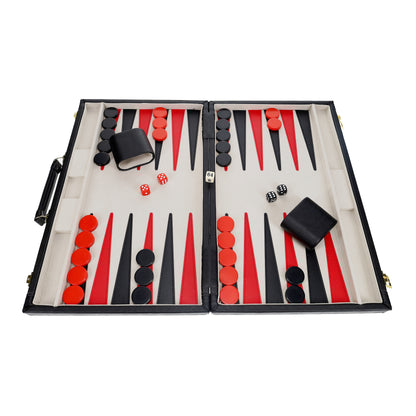 WE Games Elegant Leatherette Backgammon Set - 18 x 11 in. closed