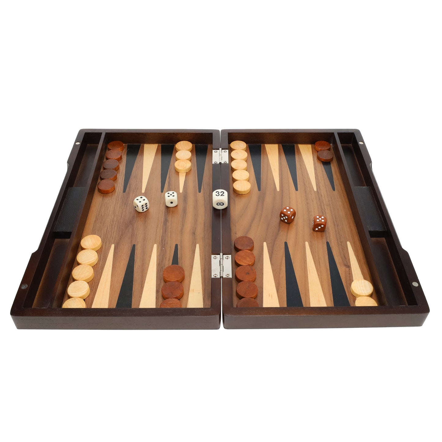 WE Games Backgammon Set with Walnut Stain Wood Case - 12 in.