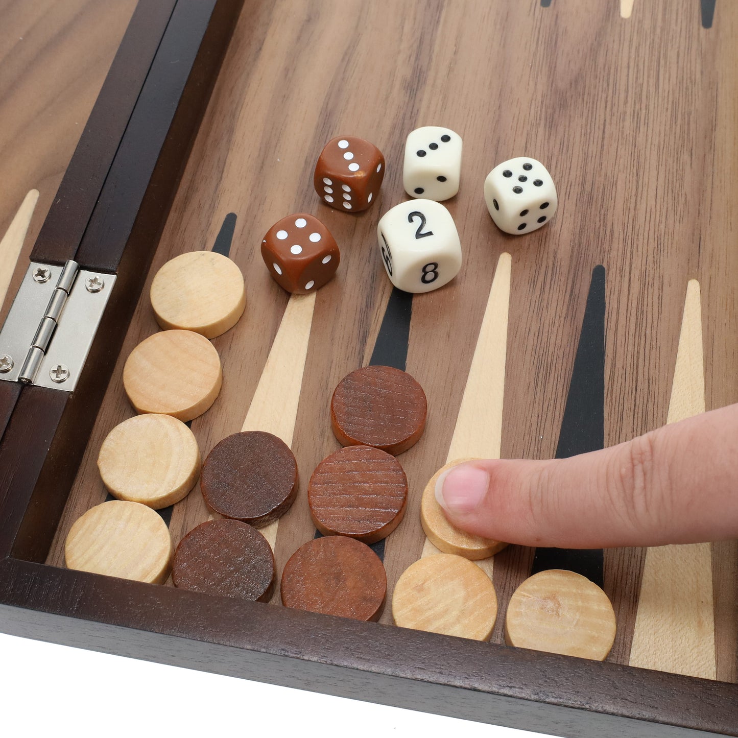 WE Games Backgammon Set with Walnut Stain Wood Case - 12 in.