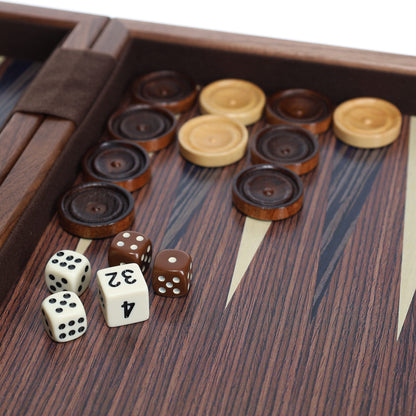 WE Games Travel Wood Inlaid Backgammon Board Game Set - 19 in.