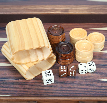 WE Games Travel Wood Inlaid Backgammon Board Game Set - 19 in.