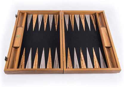 WE Games Luxury Natural Cork & Wood Backgammon Set - 19 inches - Handcrafted in Greece