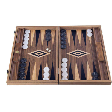 WE Games Luxury American Walnut with Inlay Wood Backgammon Set - 19 inches - Handcrafted in Greece