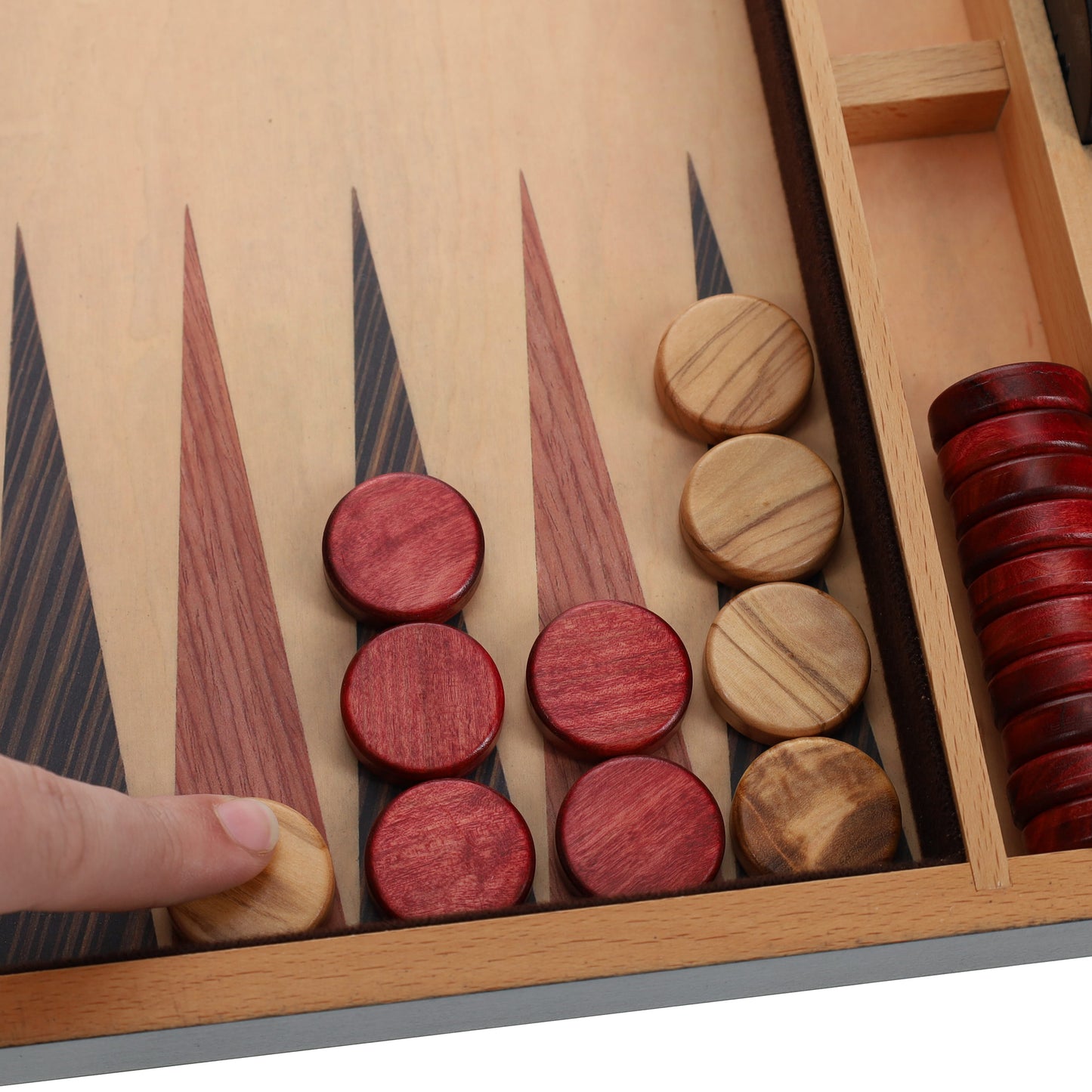 WE Games Olive Wood Backgammon Checkers/Chips