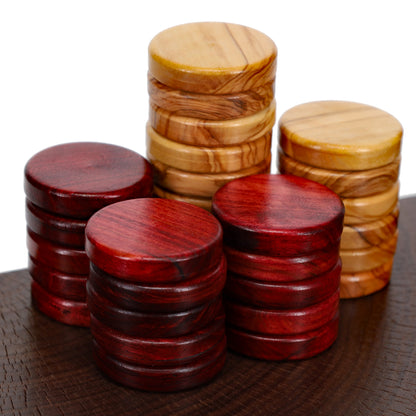 WE Games Olive Wood Backgammon Checkers/Chips