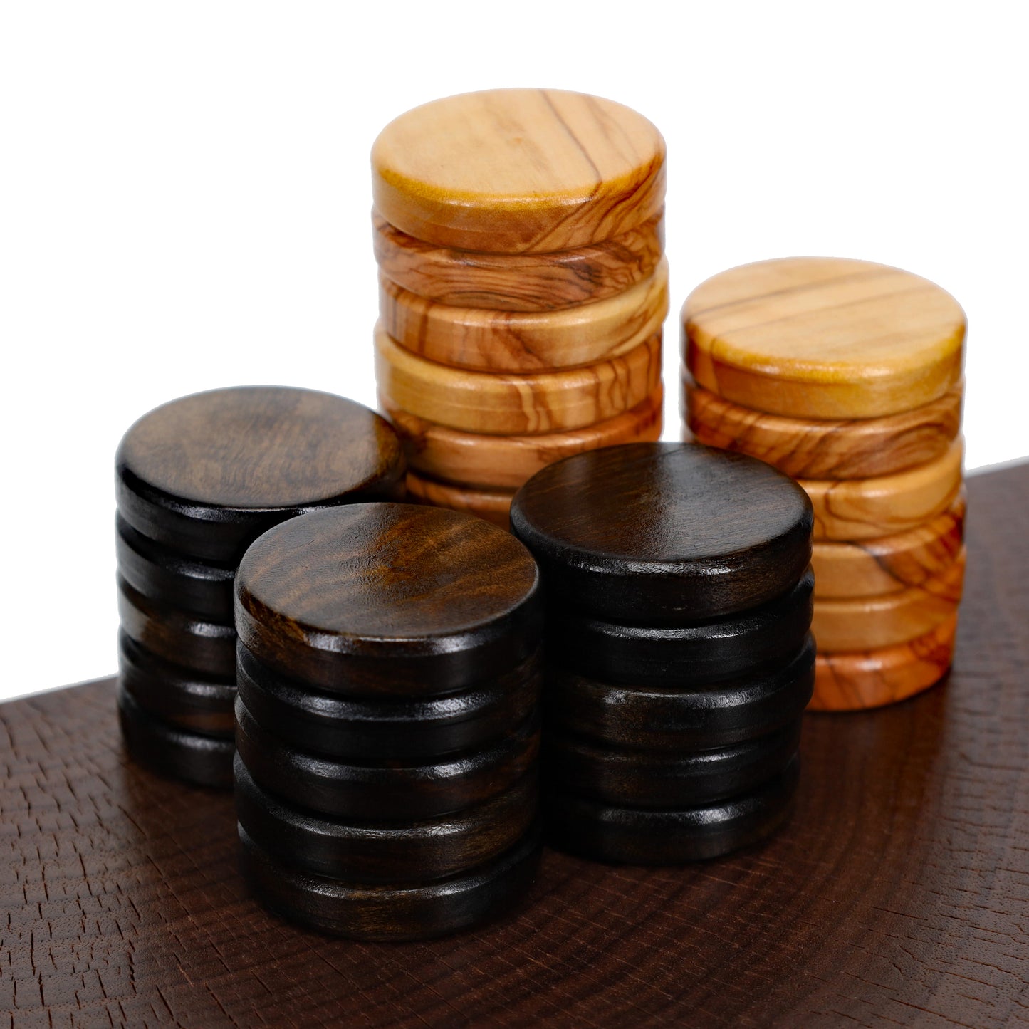 WE Games Olive Wood Backgammon Checkers/Chips